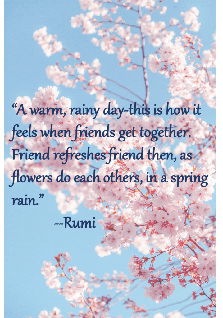 Rumi Quote: A warm, rainy day-this is how it feels when friends get together. Friend refreshes friend then, as flowers do each others, in a spring rain.
Photo by Oleg Magni at pixels.com